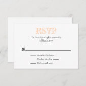 Peach White Schlicht Simple Wedding RSVP Cards (Vorne/Hinten)