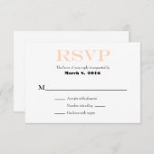 Peach White Schlicht Simple Wedding RSVP Cards (Vorne/Hinten)