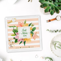 Peach White Strip Frühlingsbläschen Beste Mama je