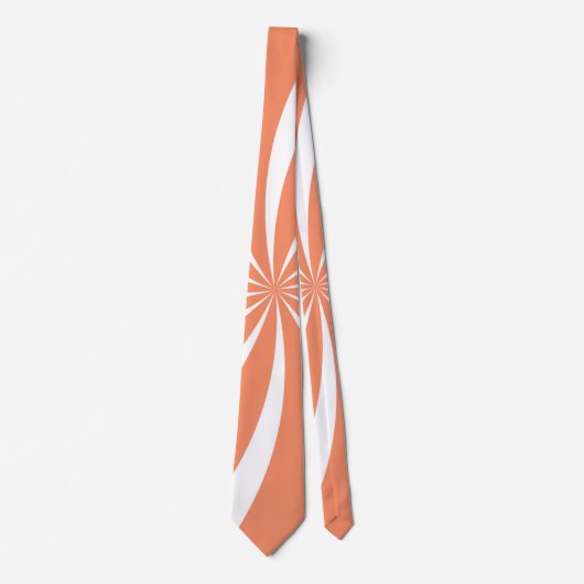 Peach & White Sunray Pattern Neck Tie Krawatte (Vorderseite)