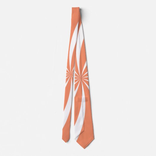 Peach & White Sunray Pattern Neck Tie Krawatte (Rückseite)