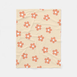 Peach White Tropical Floral Botanic Summer Fleecedecke
