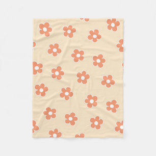 Peach White Tropical Floral Botanic Summer Fleecedecke