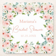 Peach White Watercolor Floral Brautparty