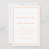 Peach White Wedding Einfach Minimalistisch Chic Mo Einladung (Vorderseite)