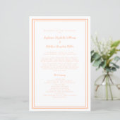 Peach White Wedding Script Modern Zeremony Program (Stehend Vorderseite)
