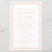 Peach White Wedding Script Modern Zeremony Program (Vorderseite)