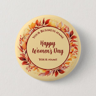Peach Wild floral Custom Firmenname Women's Day Button