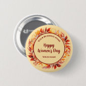 Peach Wild floral Custom Firmenname Women's Day Button (Vorne & Hinten)