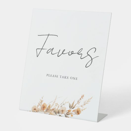 Peach Wildblume Blumenkohl-Gastgeschenk Hochzeit Sockelschild (Vorderseite)