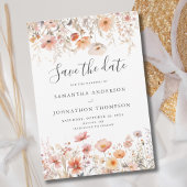 Peach Wildblume Floral Wedding Flat Save The Date