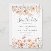 Peach Wildblume Floral Wedding Flat Save The Date (Vorderseite)