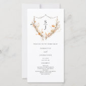 Peach Wildblume Floral Wedding Program (Vorderseite)