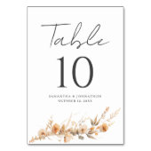 Peach Wildblume Floral Wedding Table Card Tischnummer (Rückseite)