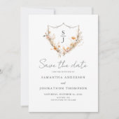 Peach Wildblume Hochzeitkarte Save the Date (Vorderseite)