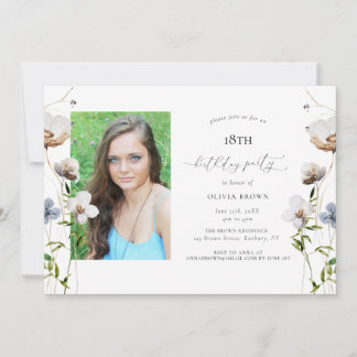 Peach Wildblume Kalligraphie Geburtstagspartei Einladung