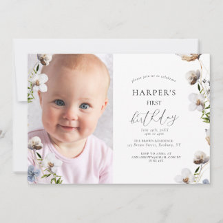 Peach Wildblume Kalligraphie Geburtstagspartei Einladung