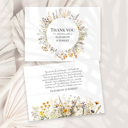 Peach Wildblume Meadow Wedding Dankeskarte