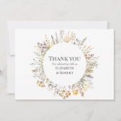 Peach Wildblume Meadow Wedding Dankeskarte (Vorderseite)