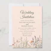 Peach Wildblume Meadow Wedding Einladung (Vorderseite)
