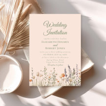 Peach Wildblume Meadow Wedding Einladung