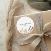 Peach Wildblume Meadow Wedding Runder Aufkleber