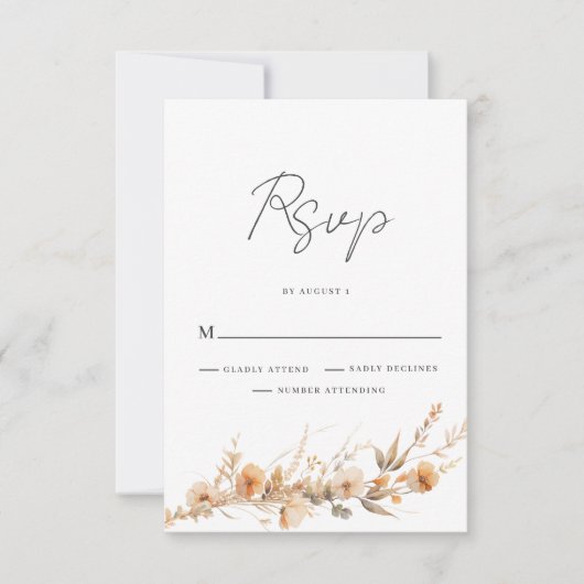 Peach Wildblume Wedding RSVP Card (Vorderseite)