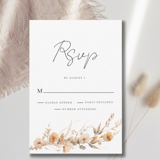 Peach Wildblume Wedding RSVP Card Karte