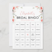 Peach Wildblumen Bingo Brautparty Game Card Einladung (Vorderseite)