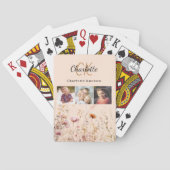 Peach-Wildblumen Foto Collage Monogramm Spielkarten (Rückseite)