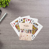 Peach-Wildblumen Foto Collage Monogramm Spielkarten
