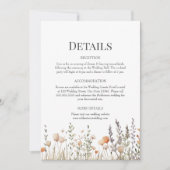 Peach-Wildblumen Hochzeitdetails-Abschlusskarte Einladung (Vorderseite)