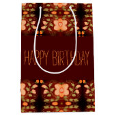 Peach with Orange Flower Birthday Paper Geschenkta Mittlere Geschenktüte (Vorderseite)