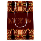 Peach with Orange Flower Birthday Paper Geschenkta Mittlere Geschenktüte (Rückseite)