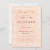 Peach with White Floral Border Wedding Einladungen (Vorderseite)
