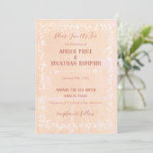 Peach with White Floral Border Wedding Einladungen (Stehend Vorderseite)