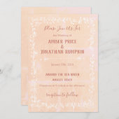 Peach with White Floral Border Wedding Einladungen (Vorne/Hinten)