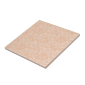 Peach with White Floral Line Art Keramik Tile Fliese (Seite)