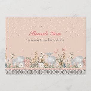 Peach Woodland Lamb Baby Danke Karte