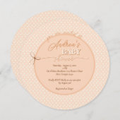 Peach-y Shoe String Baby Shower Einladung (Vorne/Hinten)