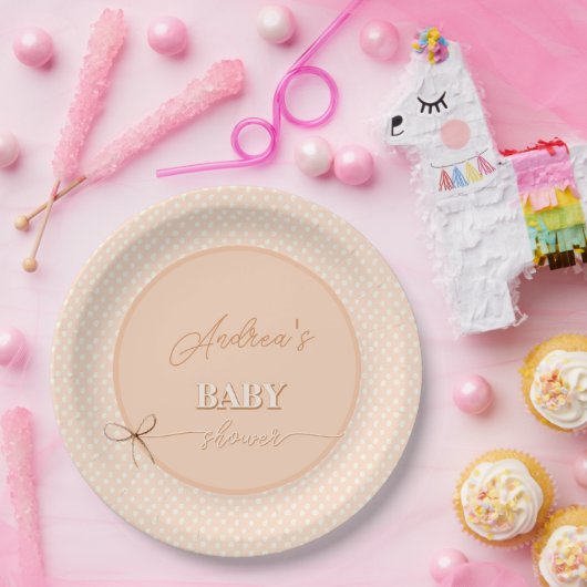 Peach-y Shoe String Baby Shower Pappteller (Party)