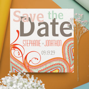 Peach Yellow Corner Mint Foto Modernes Save the Da Date