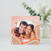 Peach Yellow Corner Mint Foto Modernes Save the Da Date (Stehend Vorderseite)