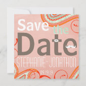 Peach Yellow Corner Mint Foto Modernes Save the Da Date (Rückseite)