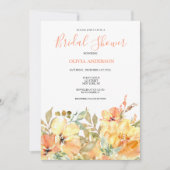 Peach Yellow Floral Brautparty Einladung (Vorderseite)