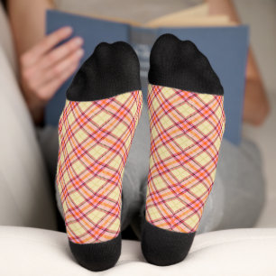 Peach Yellow Kariert Pastell Muster Vintag Tartan Socken