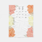Peach Yellow Orange Peonies Floral Baby Milestone Fleecedecke (Vorderseite)