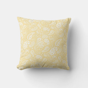 Peach Yellow Paisley Throw Kissen