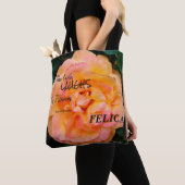 Peach Yellow Pink Blend Rose Blume Foto Tasche (Von Nahem)