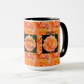 Peach Yellow Pink Blend Rose Blume Foto Tasse (VorderseiteRechts)